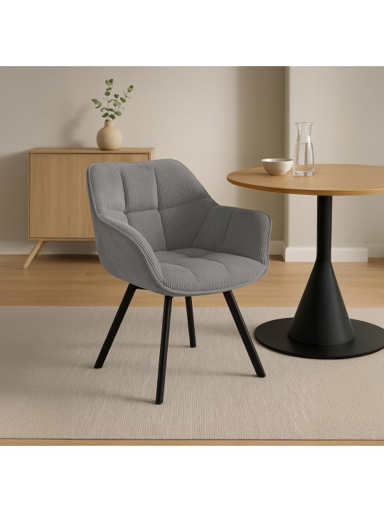 Scaun de sufragerie Jordi Cord, gri