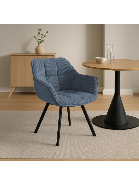 Scaun de sufragerie Jordi Cord, albastru