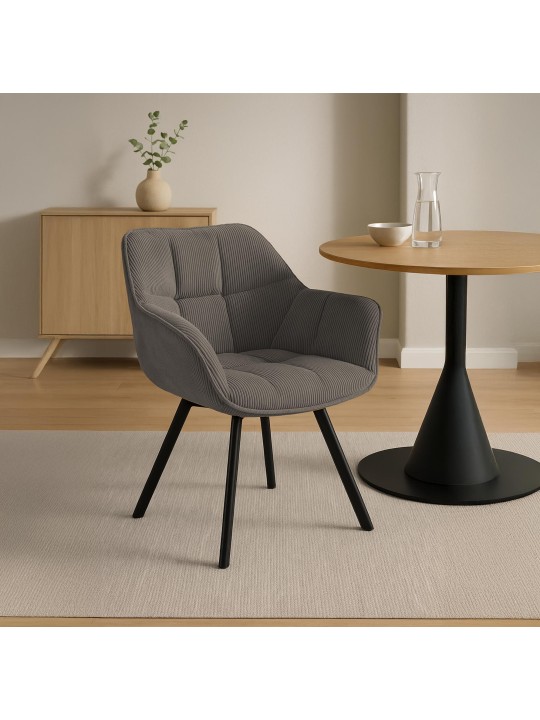 Scaun de sufragerie Jordi Cord, maro