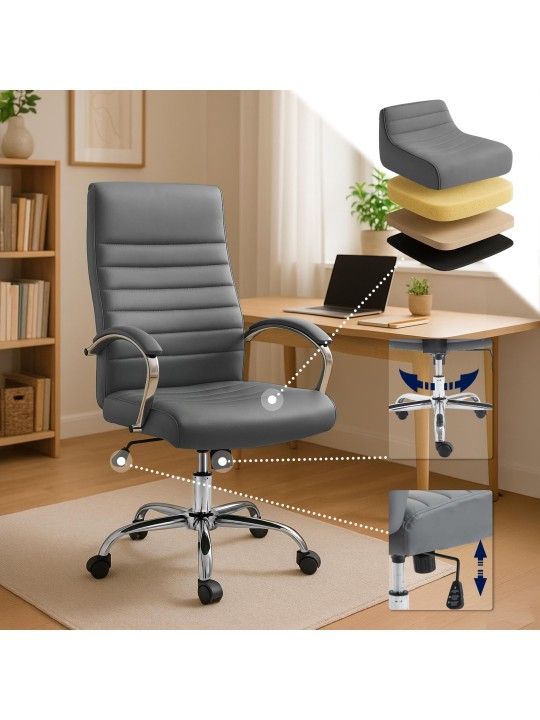 Scaun birou Valais imitatie piele, gri