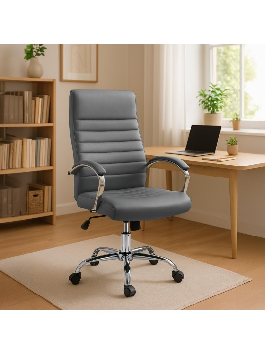 Scaun birou Valais imitatie piele, gri