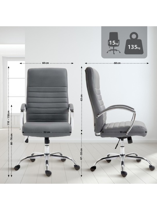 Scaun birou Valais imitatie piele, gri