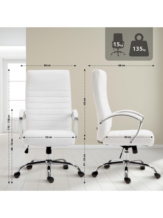 Scaun birou Valais imitatie piele, alb