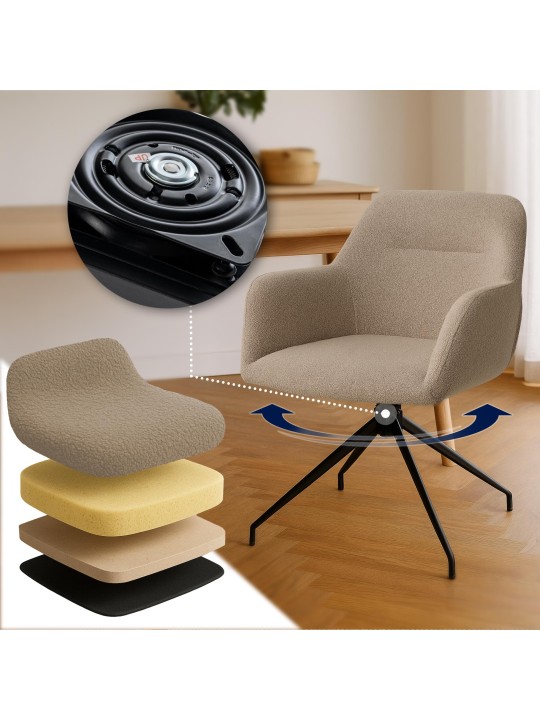 Scaun de sufragerie Merlinda stofa Teddy, taupe