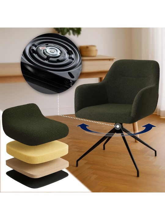 Scaun de sufragerie Merlinda stofa Teddy, verde închis