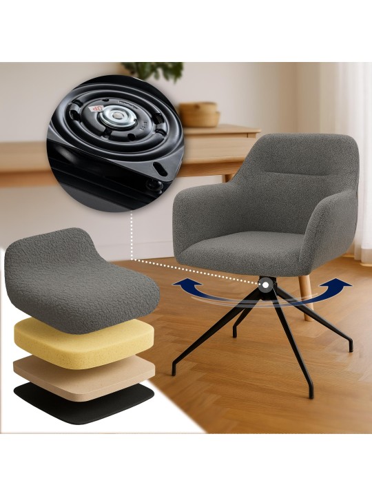 Scaun de sufragerie Merlinda stofa Teddy, gri