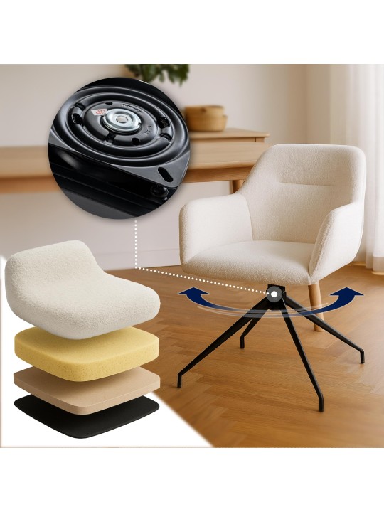 Scaun de sufragerie Merlinda stofa Teddy, crem