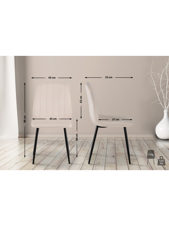 Set 4 scaune Dijon catifea, crem