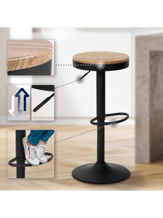 Set 2 scaune de bar Pitas, natural Set 2 scaune de bar Pitas, natural