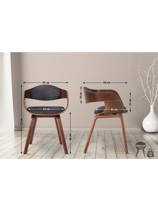 Set 2 scaune din material Kingston, nuc/gri deschis Set 2 scaune din material Kingston, nuc/gri deschis