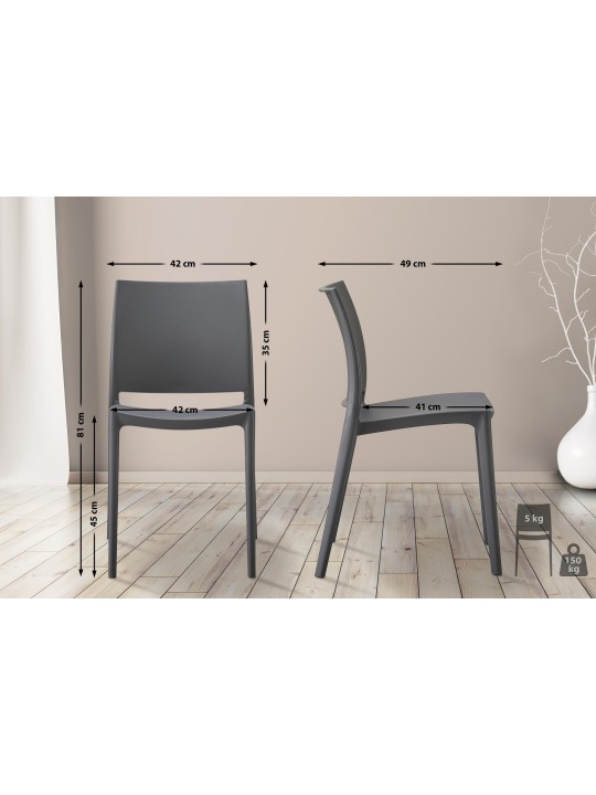 Set 2 scaune Meton, gri închis