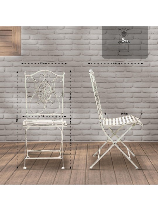 Set 2 scaune Sibell, alb antic