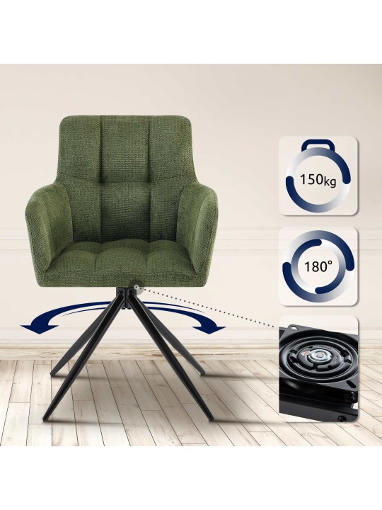 Set 2 scaune de sufragerie stofa Jonah, verde