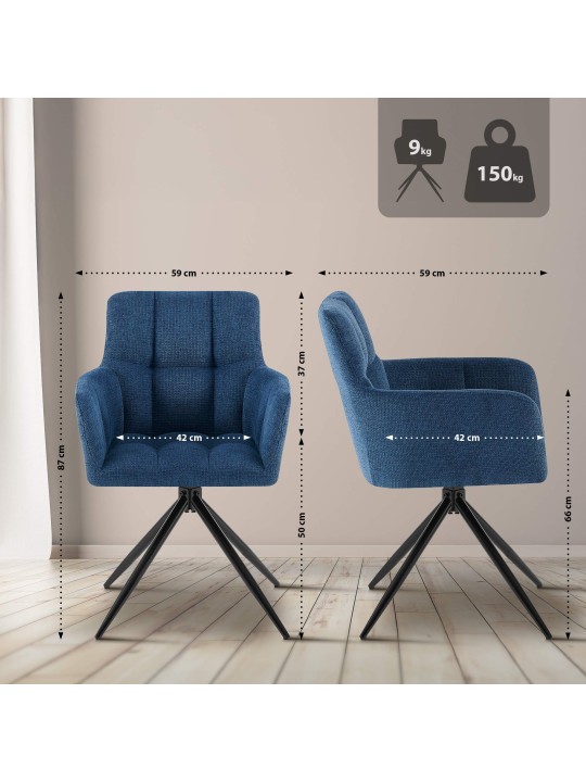 Set 2 scaune de sufragerie stofa Jonah, albastru închis Set 2 scaune de sufragerie stofa Jonah, albastru închis