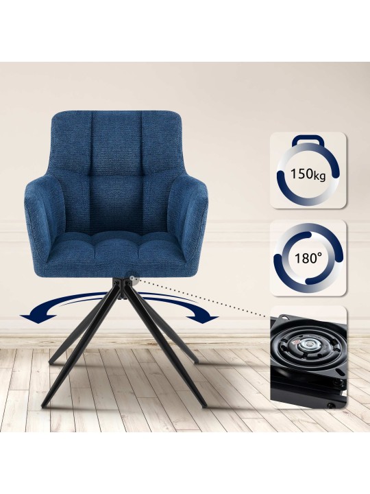 Set 2 scaune de sufragerie stofa Jonah, albastru închis Set 2 scaune de sufragerie stofa Jonah, albastru închis