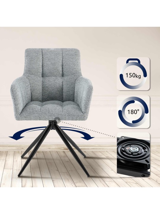 Set 2 scaune de sufragerie stofa Jonah, gri deschis Set 2 scaune de sufragerie stofa Jonah, gri deschis