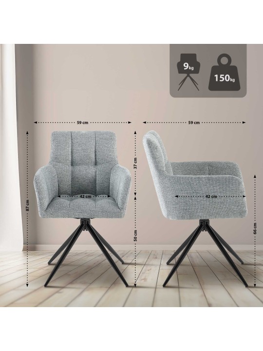 Set 2 scaune de sufragerie stofa Jonah, gri deschis Set 2 scaune de sufragerie stofa Jonah, gri deschis