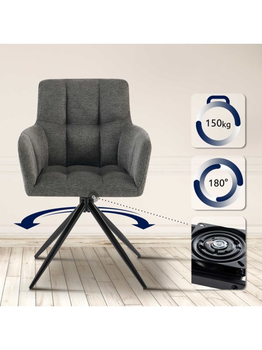 Set 2 scaune de sufragerie stofa Jonah, gri închis