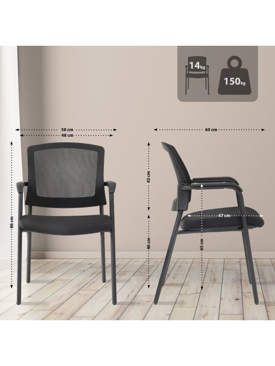 Set 2 scaune vizitator Volga, negru