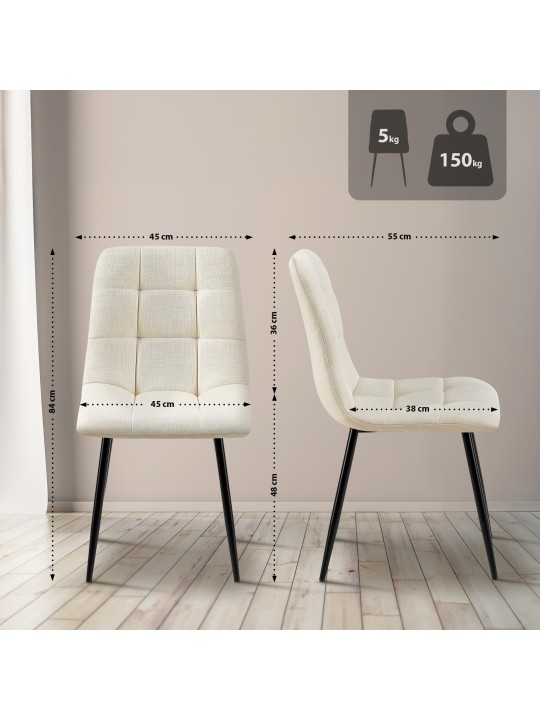 Set 2 scaune de sufragerie Tesatura Tilde, crem