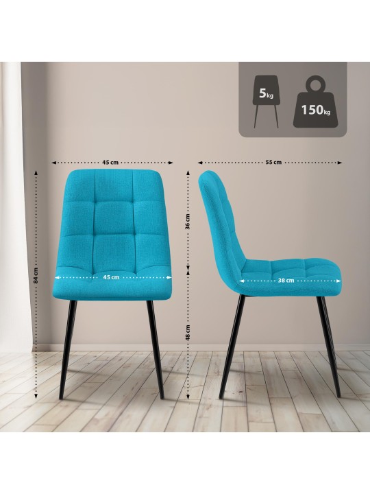 Set 2 scaune de sufragerie Tesatura Tilde, turcoaz Set 2 scaune de sufragerie Tesatura Tilde, turcoaz
