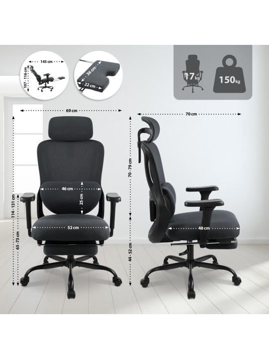 Scaun de birou Leesburg, negru/negru