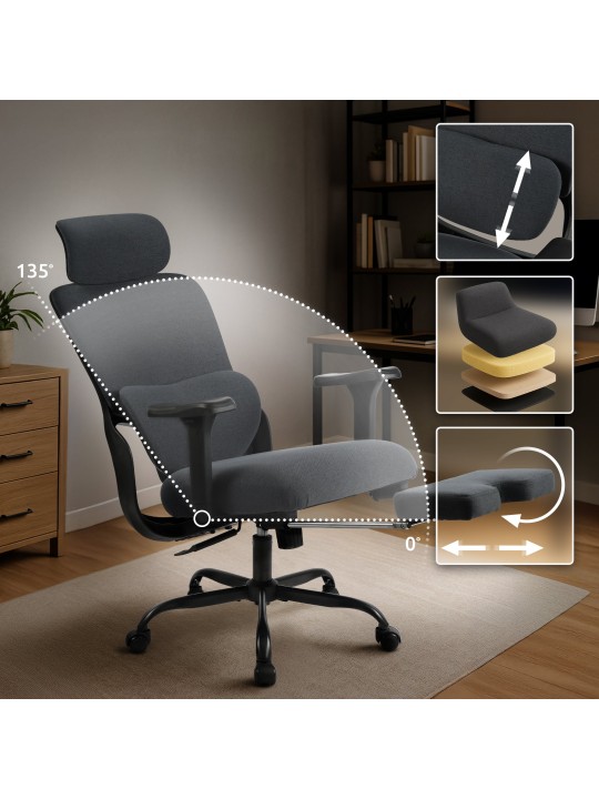 Scaun de birou Leesburg, negru/negru