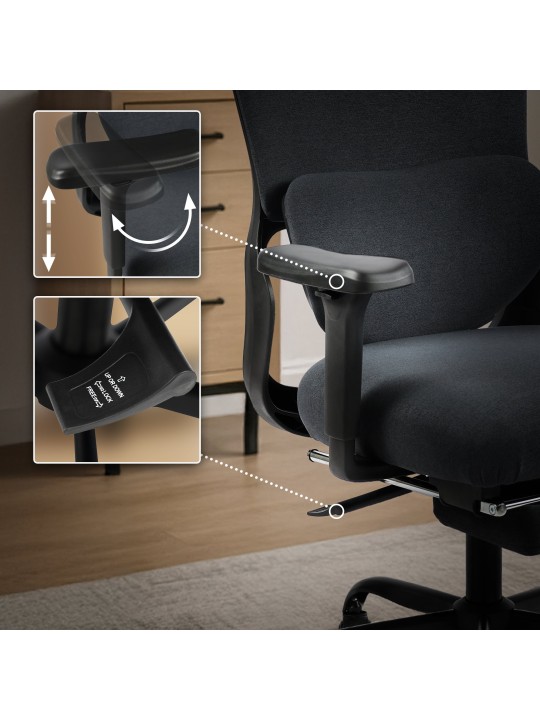 Scaun de birou Leesburg, negru/negru