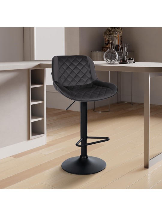 Set 2 scaune de bar Kasson catifea, negru