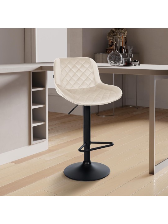Set 2 scaune de bar Kasson catifea, crem
