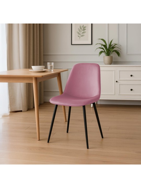 Scaun de sufragerie din catifea Maryam, roz