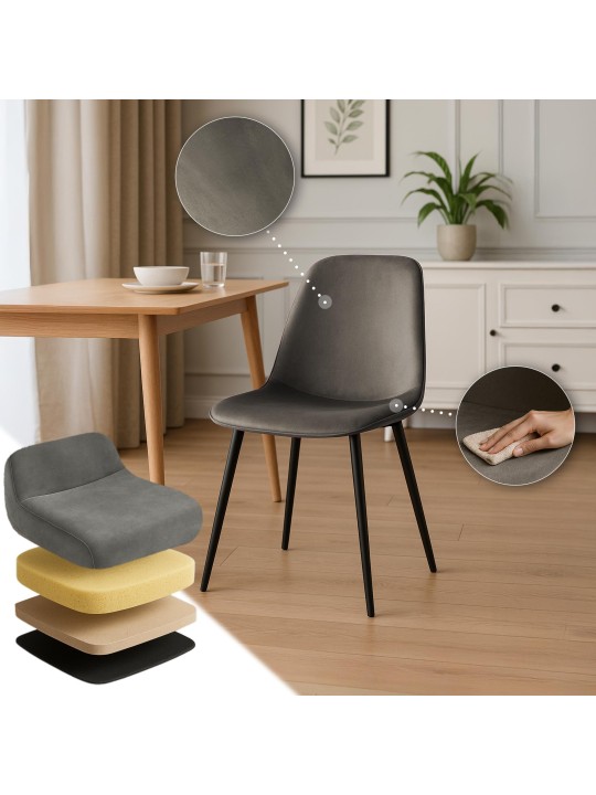 Scaun de sufragerie din catifea Maryam, antracit