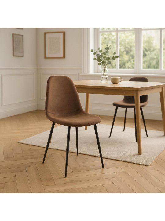 Scaun de sufragerie din piele artificială de epocă Napier, maro