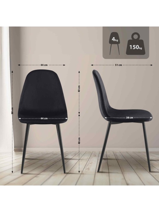 Scaun din catifea Napier, negru