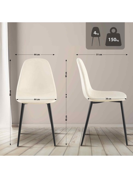 Scaun din catifea Napier, crem Scaun din catifea Napier, crem