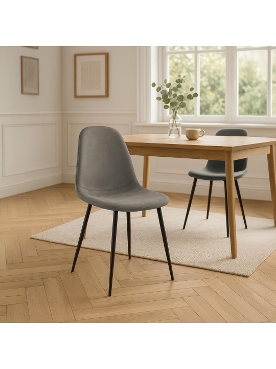 Scaun de sufragerie din piele artificială de epocă Napier, gri închis