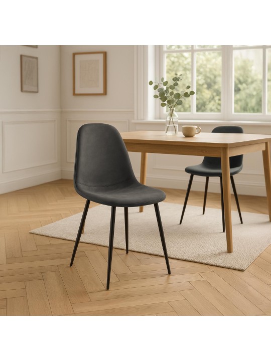 Scaun de sufragerie din piele artificială de epocă Napier, negru