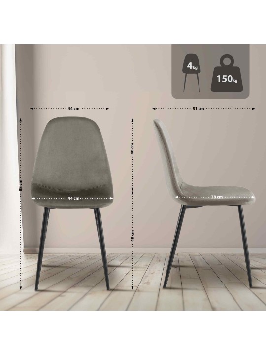 Scaun din catifea Napier, antracit