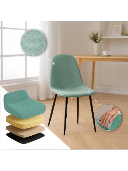 Scaun de sufragerie stofa Napier, verde deschis