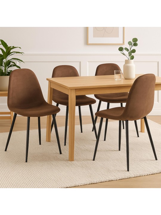 Set 4 scaune de sufragerie piele artificiala Napier, maro