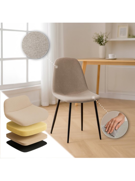 Set 4 scaune de sufragerie stofa Napier, crem