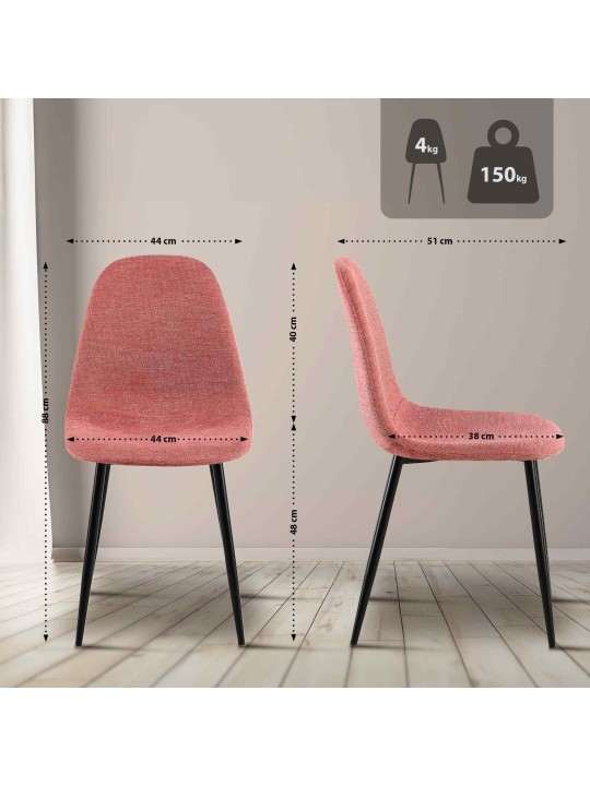 Set 4 scaune de sufragerie stofa Napier, portocaliu