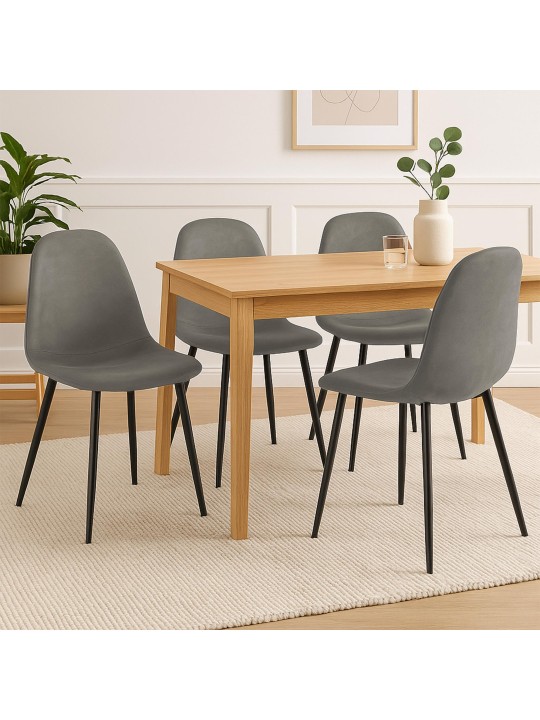 Set 4 scaune de sufragerie piele artificiala Napier, gri închis