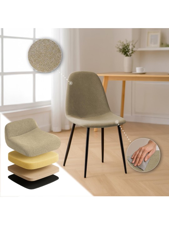 Set 4 scaune de sufragerie stofa Napier, taupe