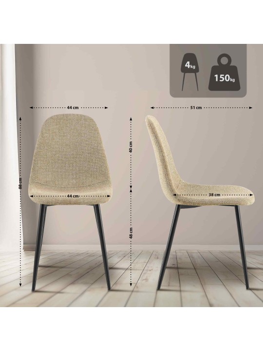 Set 4 scaune de sufragerie stofa Napier, taupe