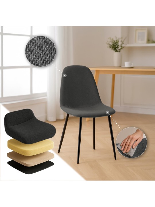 Set 4 scaune de sufragerie stofa Napier, gri