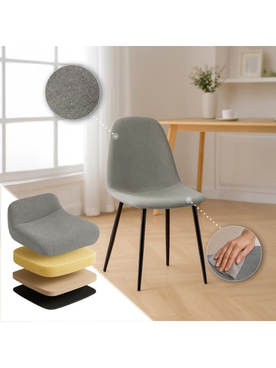 Set 4 scaune de sufragerie stofa Napier, gri deschis