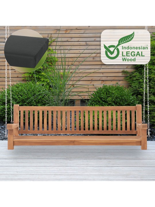 Bancă balansoar Joyce cu pernă de sezut 200 cm + tec, gri închis