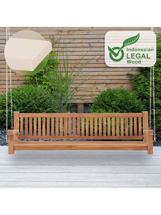 Bancă balansoar Joyce cu pernă de șezut 220 cm + tec, crem