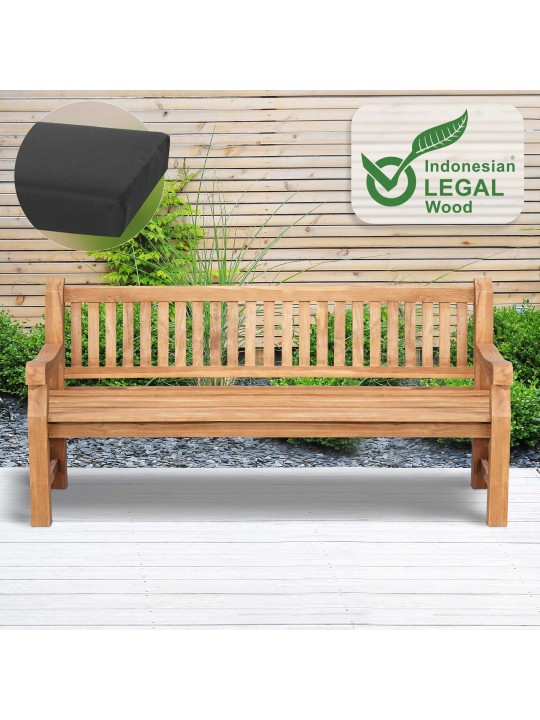 Banca de tec Jackson cu perna de sezut 200 cm + tec, gri închis